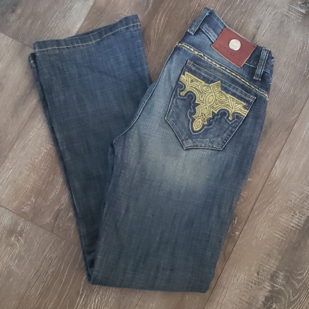 Antik Denim jeans 27 yellow tribal print